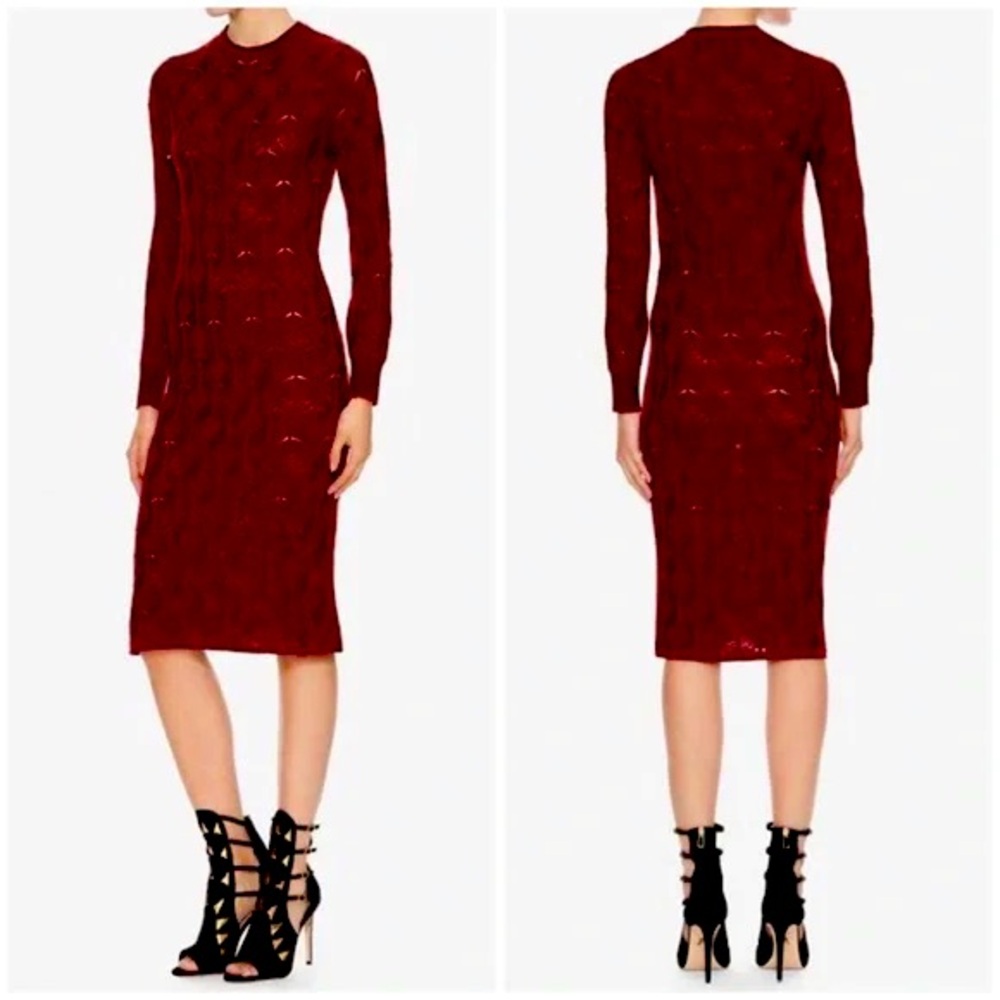 Thakoon Red Long-Sleeve Midi Dress